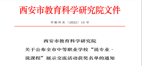 祝贺我校教师在2022年西安市中职学校“说专业 说课程”展示交流活动创造佳绩(图1)